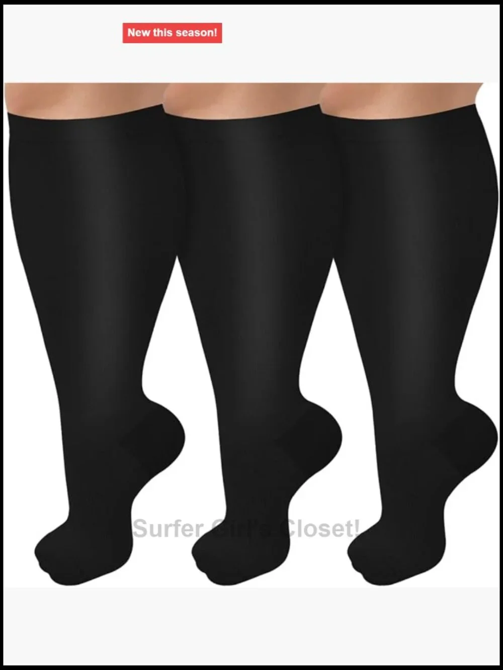 Compression Socks for Women Men Plus Size Wide Calf Knee High Stocking 3 Pairs